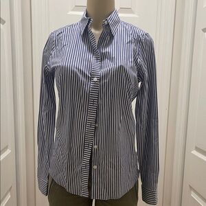 Banana Republic Blue and White Striped Button Down Shirt